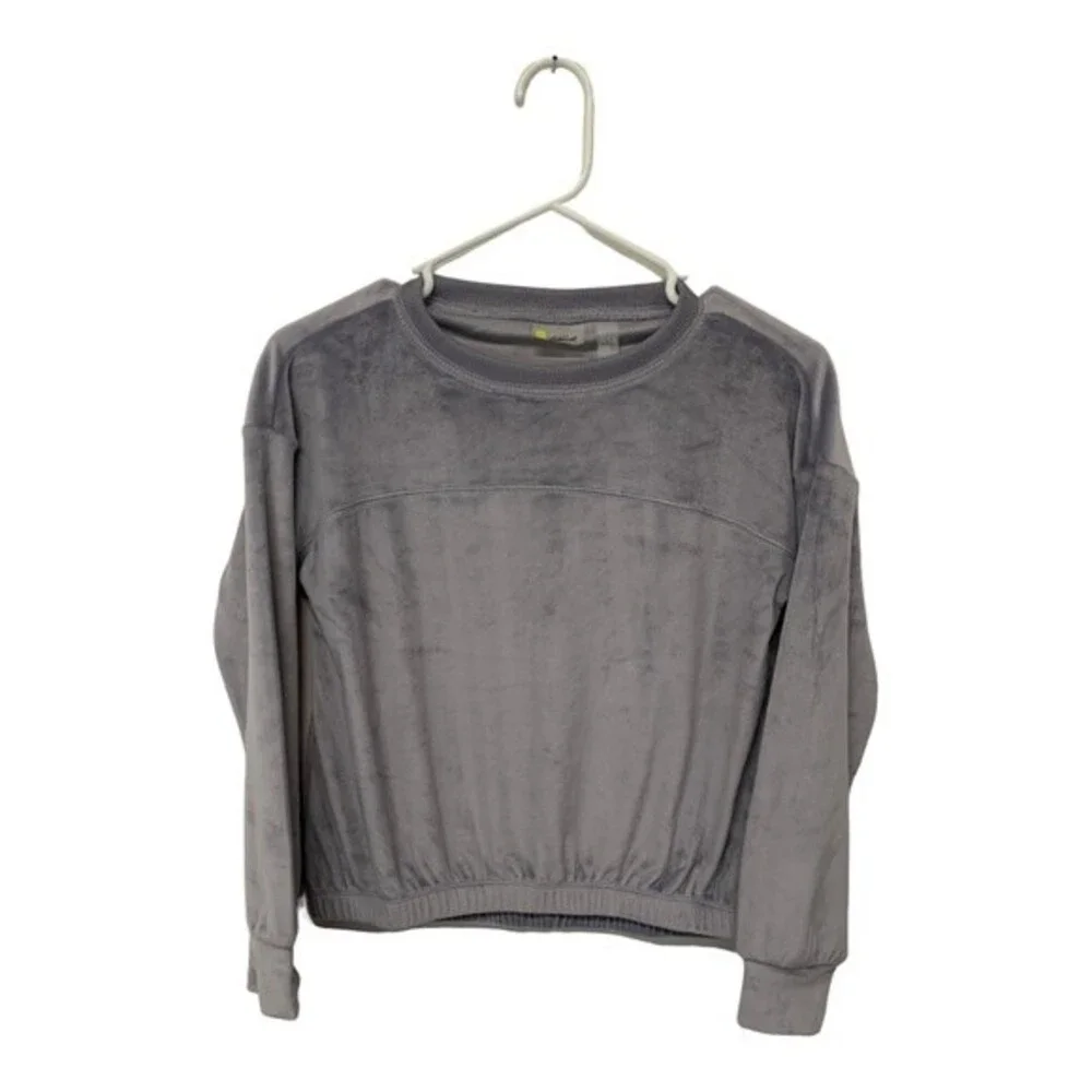 NWOT Zella | Velour Pullover Crewneck Purple Grey Sweatshirt Girls Elastic Comfy
